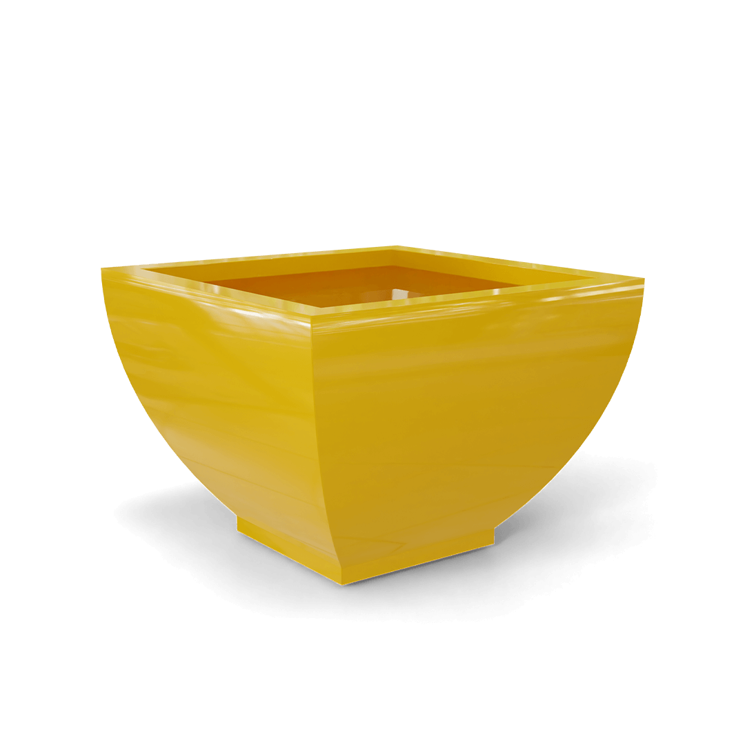 Kathryn Square Fiberglass Planter in Gloss Saffron
