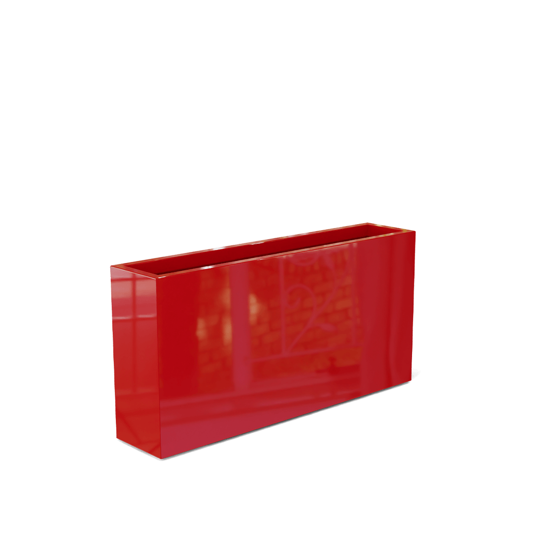 Milano Rectangular Fiberglass Planter in Gloss Red