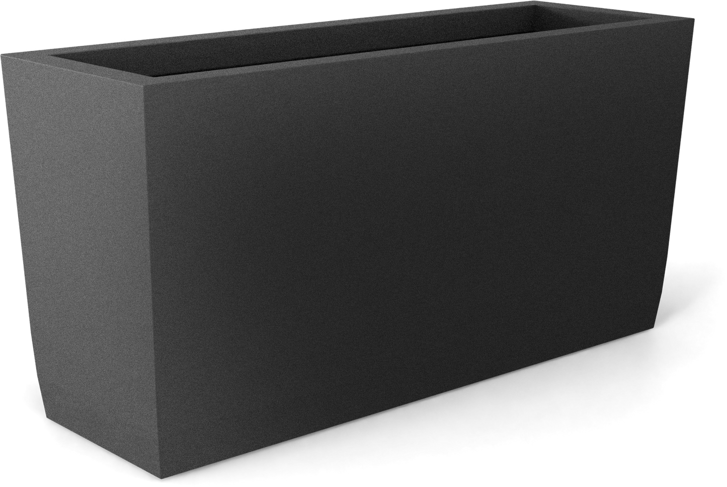 Panama Curved Rectangular Fiberglass Planter in Matte Gunmetal