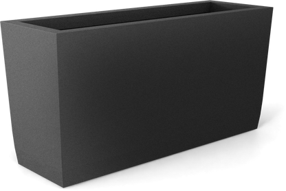 Panama Curved Rectangular Fiberglass Planter in Matte Gunmetal