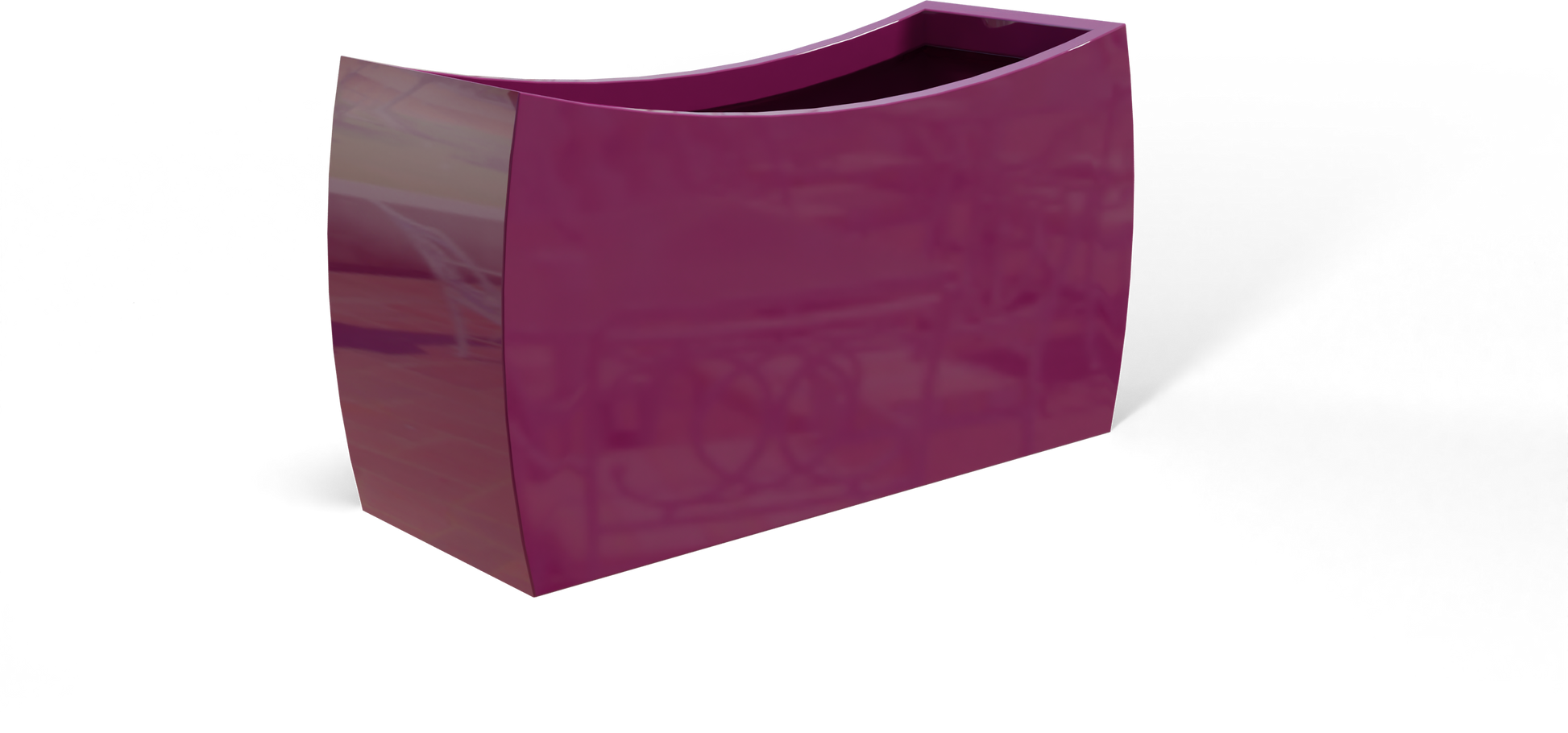 Seoul Curved Rectangular Fiberglass Planter in Gloss Eggplant