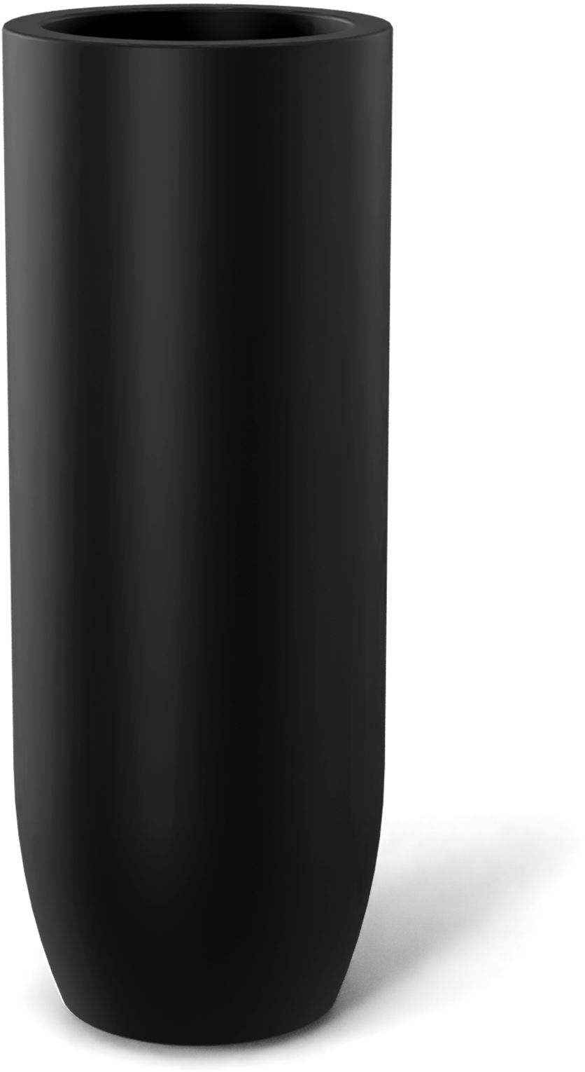 Saint Tropez Round Fiberglass Planter in Matte Black