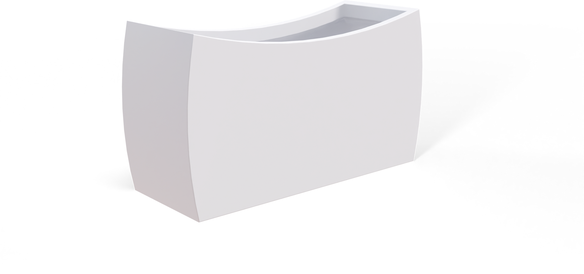 Seoul Curved Rectangular Fiberglass Planter in Matte Bright White
