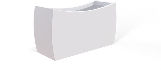 Seoul Curved Rectangular Fiberglass Planter in Matte Bright White