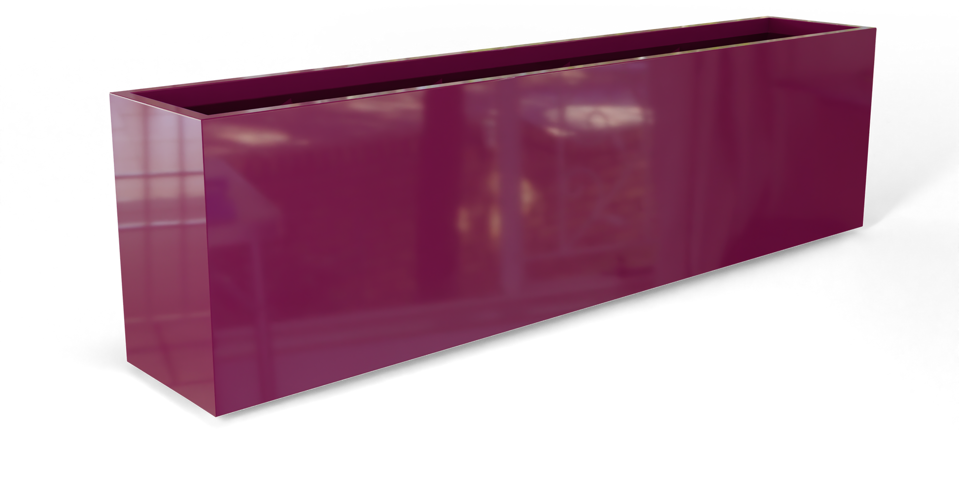 Hudson Rectangular Fiberglass Planter in Gloss Eggplant