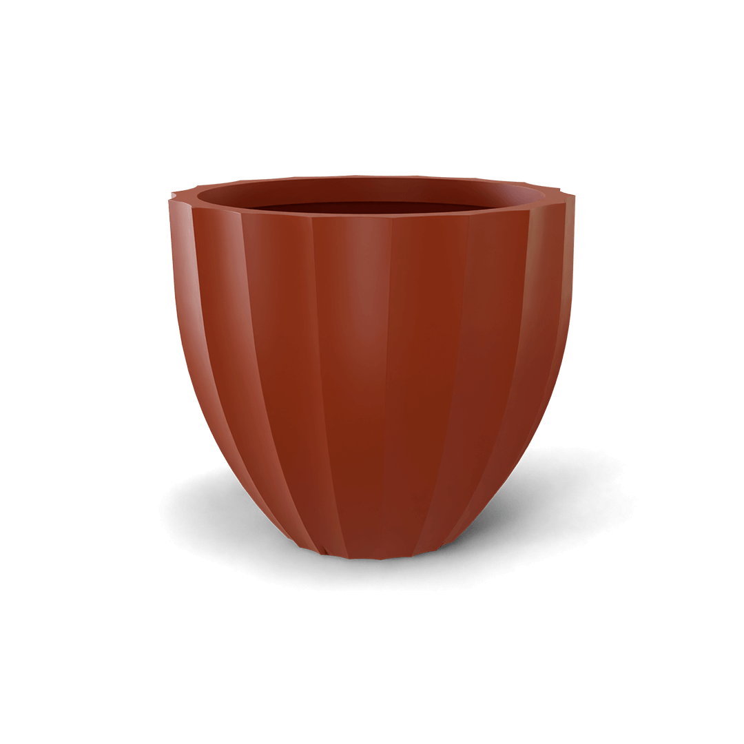 Santa Barbara Fluted Round Fiberglass Planter in Matte Terra Cotta