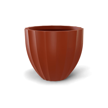 Santa Barbara Fluted Round Fiberglass Planter in Matte Terra Cotta