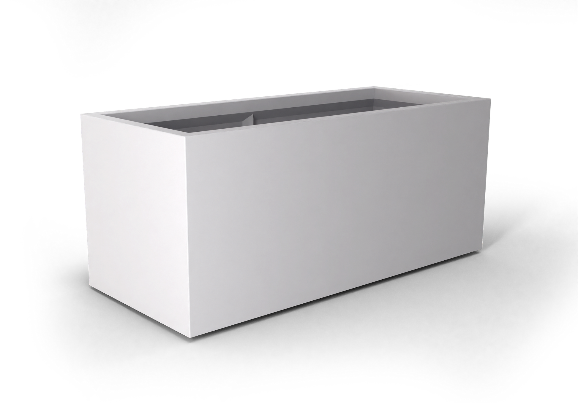 Badalona Rectangular Fiberglass Planter in Matte Bright White