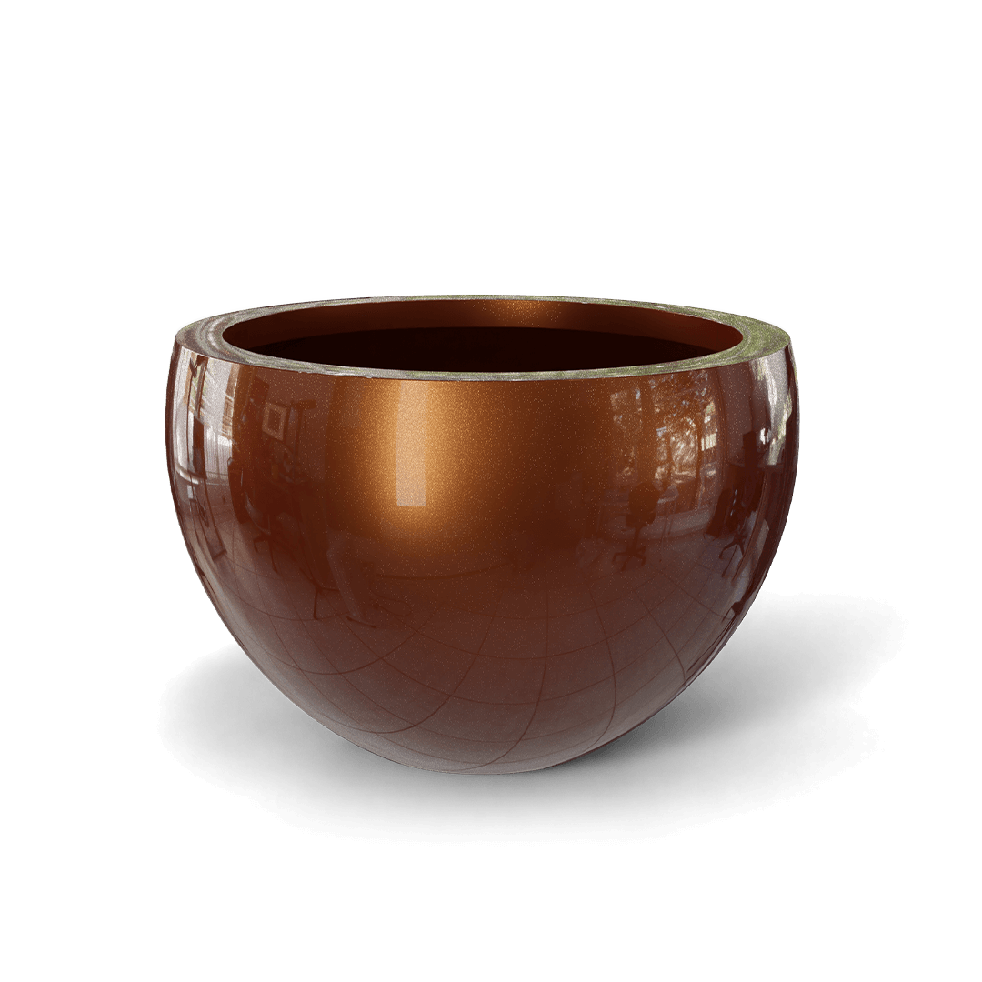 Tarragona Round Fiberglass Planter in Metallic Bronze