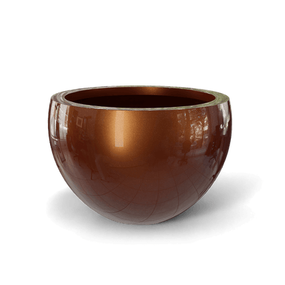 Tarragona Round Fiberglass Planter in Metallic Bronze