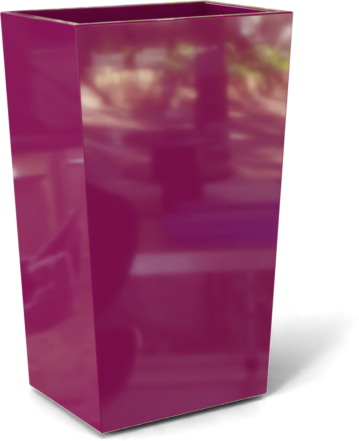 Amsterdam Tapered Rectangular Fiberglass Planter in Gloss Eggplant