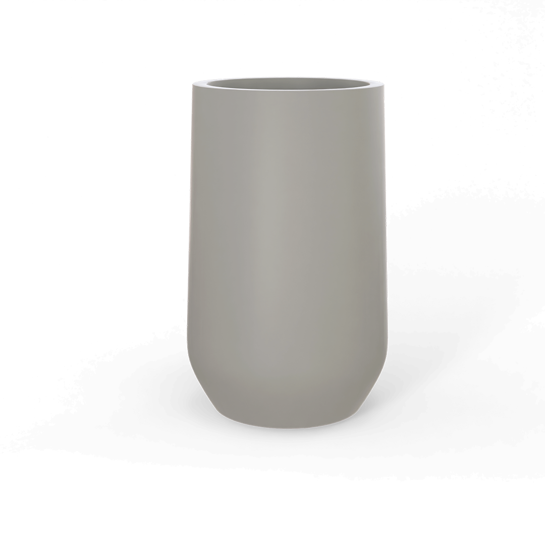 Hayden Round Fiberglass Planter in Matte Cement Grey