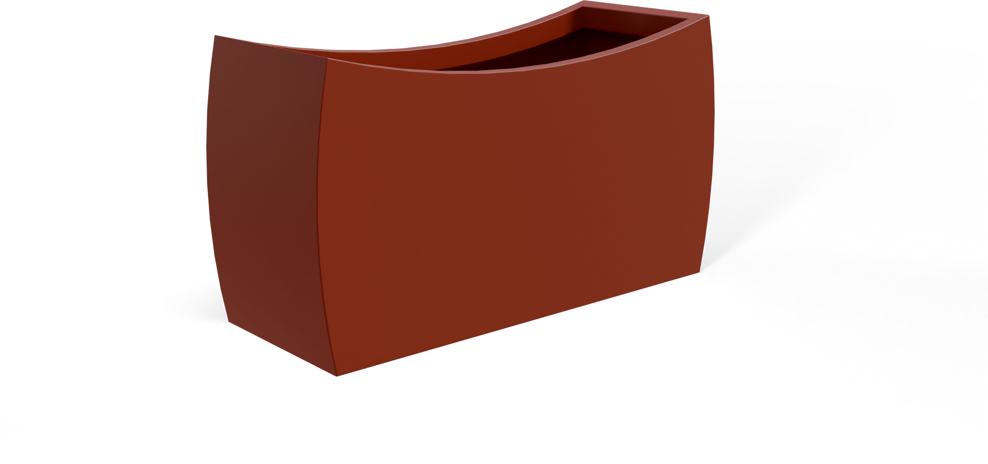 Seoul Curved Rectangular Fiberglass Planter in Matte Terra Cotta
