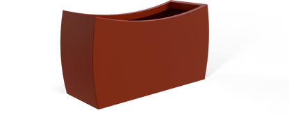 Seoul Curved Rectangular Fiberglass Planter in Matte Terra Cotta