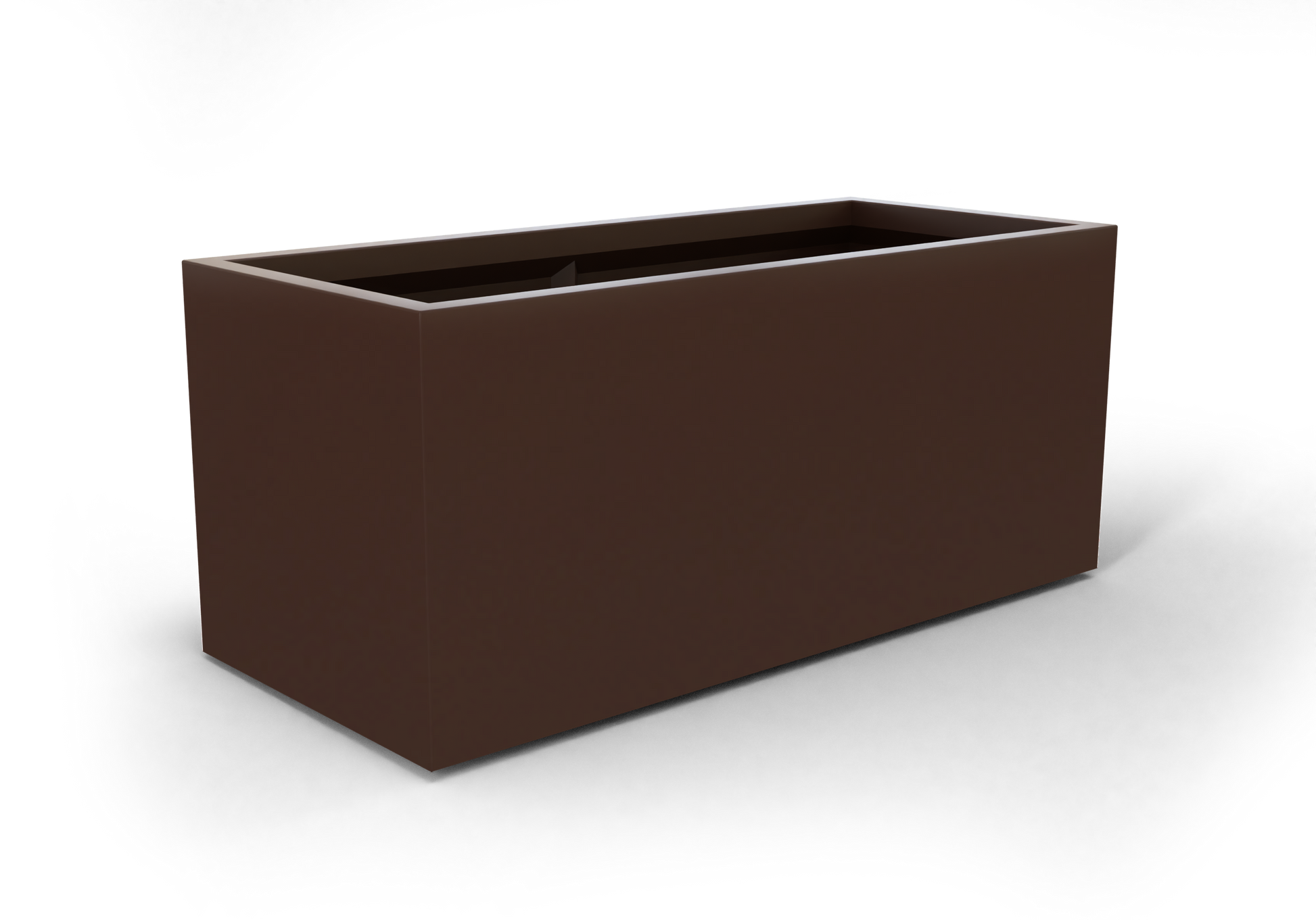 Badalona Rectangular Fiberglass Planter in Matte Dark Brown