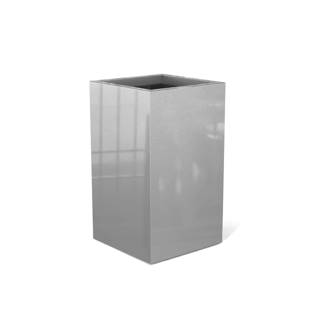 Darwin Rectangular Fiberglass Planter in Metallic Silver