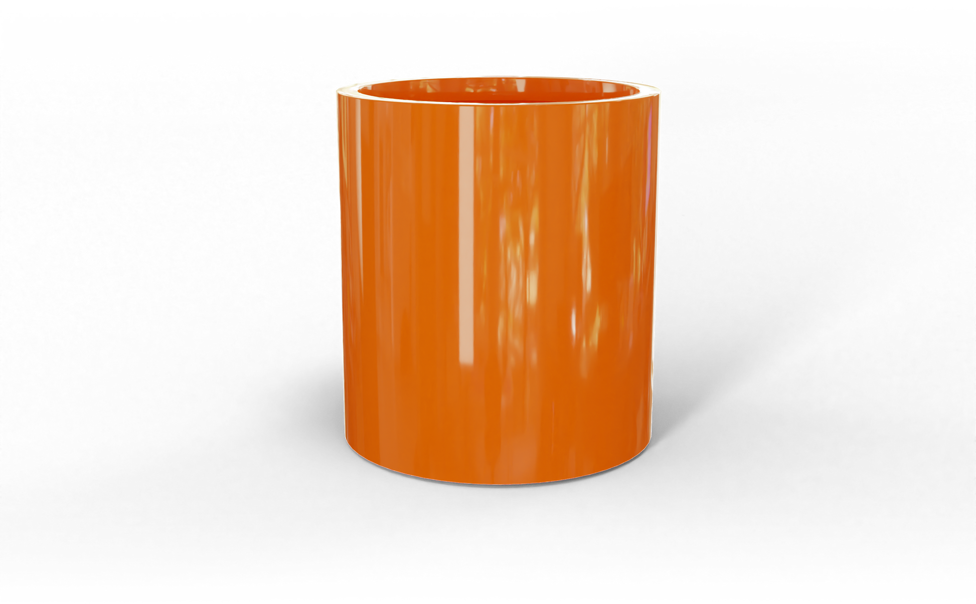 Rio Grande Round Fiberglass Planter in Gloss Tangerine