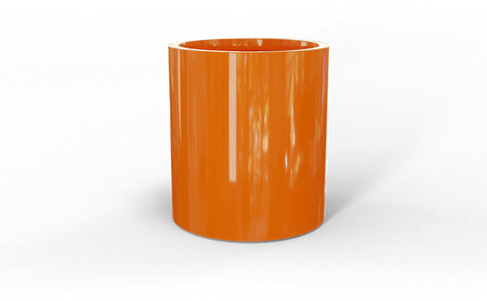 Rio Grande Round Fiberglass Planter in Gloss Tangerine