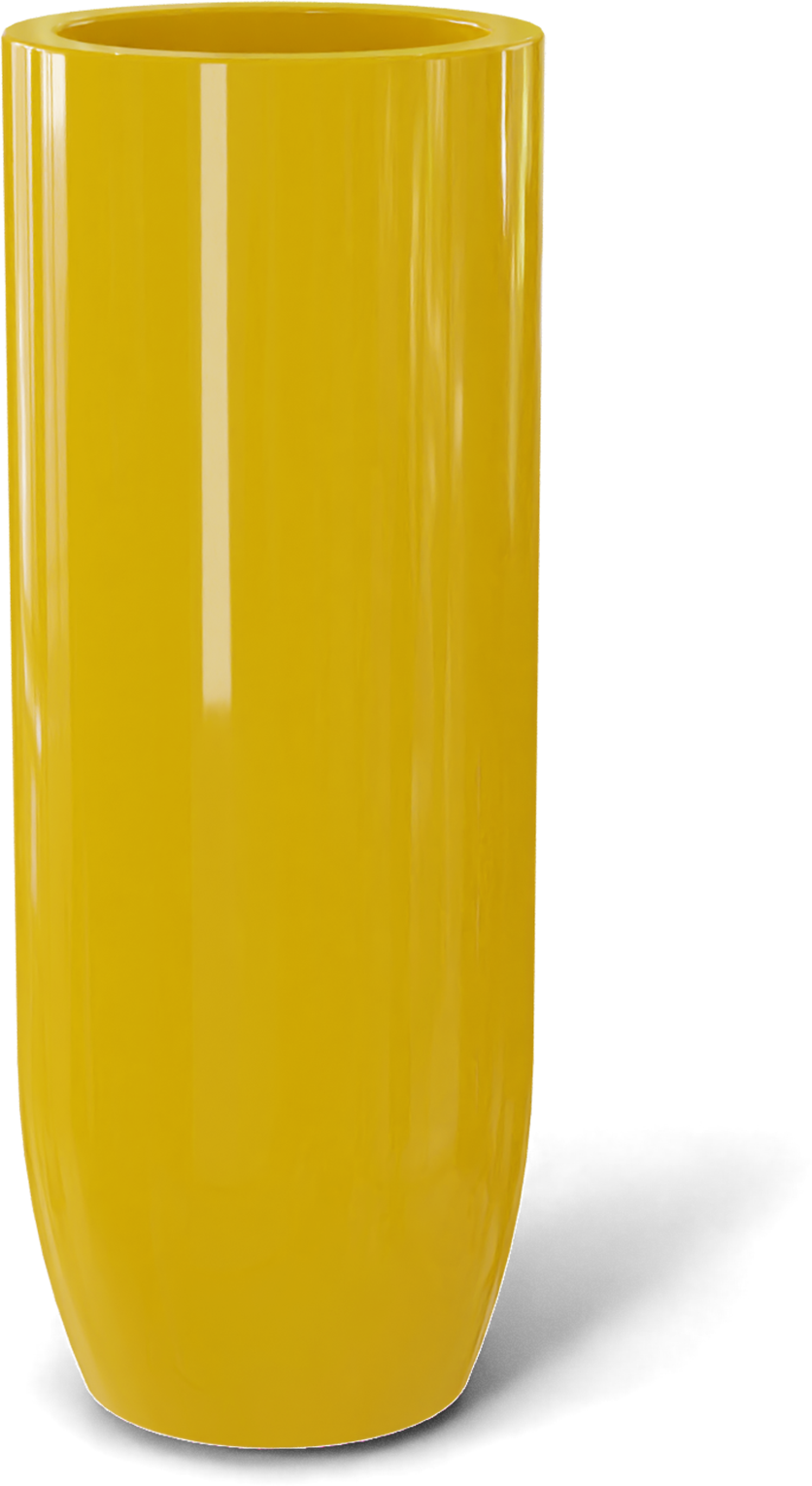 Saint Tropez Round Fiberglass Planter in Gloss Saffron