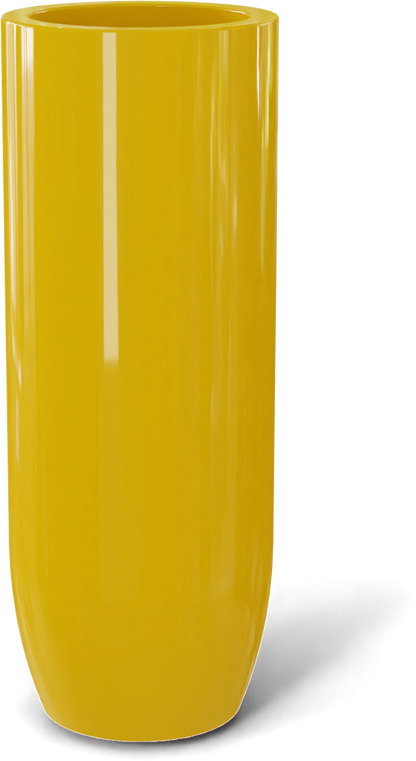 Saint Tropez Round Fiberglass Planter in Gloss Saffron