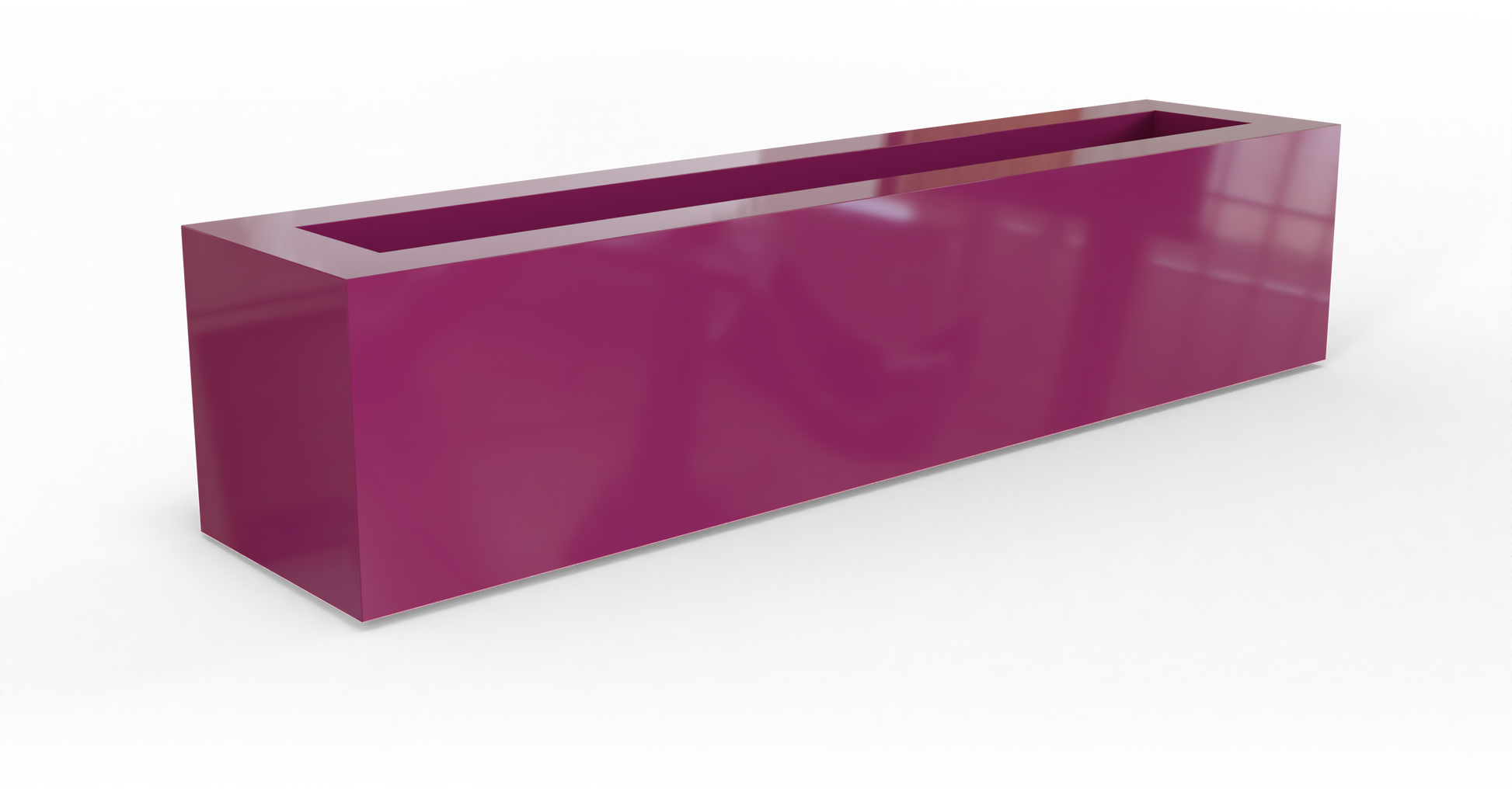 Salon Rectangular Fiberglass Planter in Gloss Eggplant