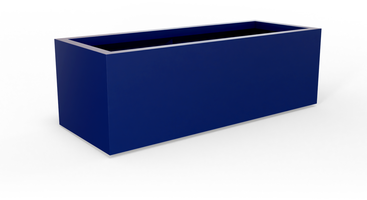 Cuba Rectangular Fiberglass Planter in Matte Cobalt Blue