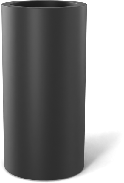 Corry Round Fiberglass Planter in Matte Charcoal