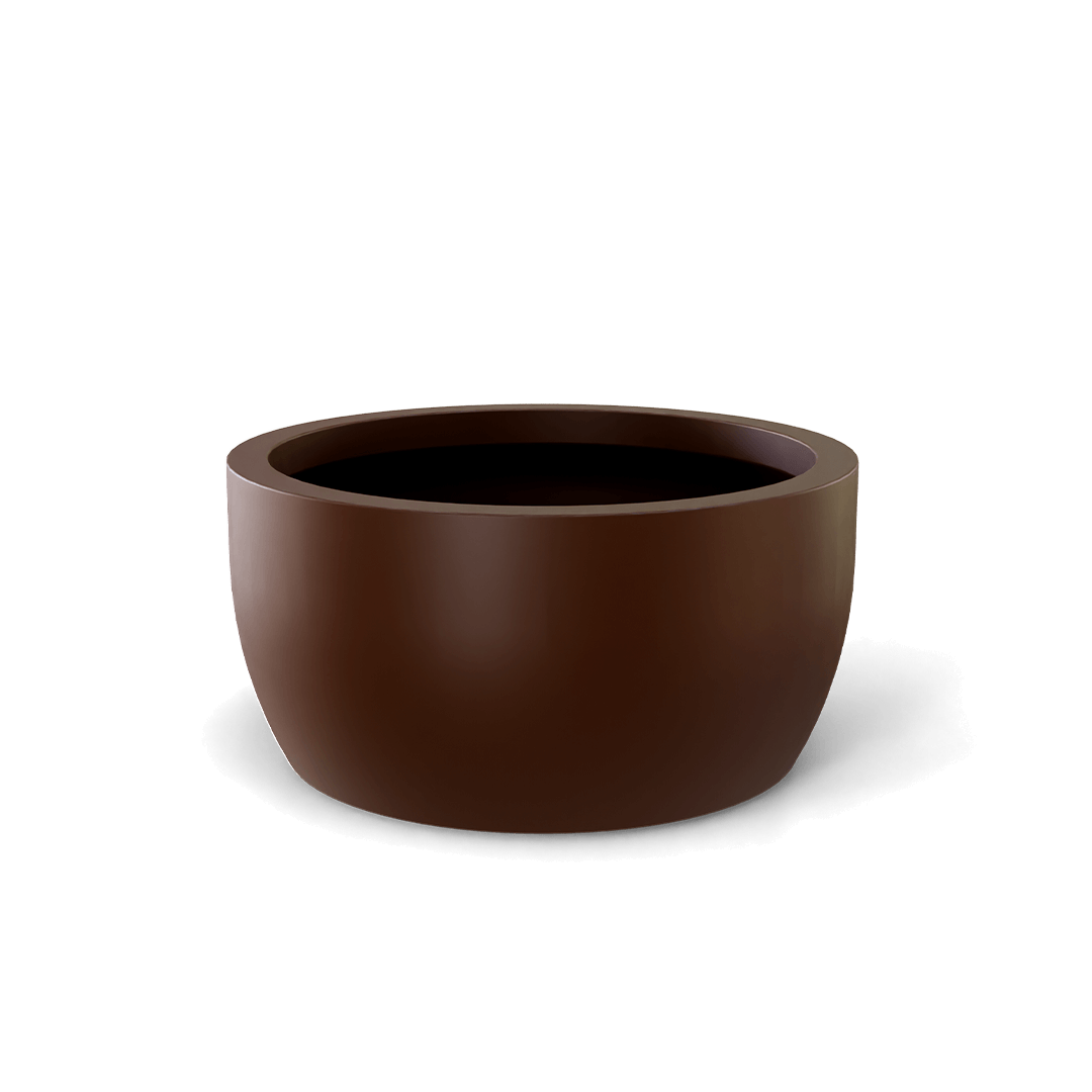 Casablanca Round Fiberglass Planter in Matte Dark Brown