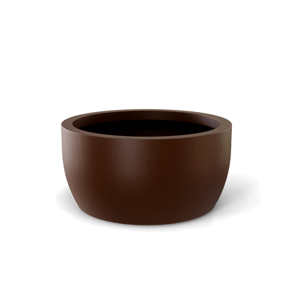 Casablanca Round Fiberglass Planter in Matte Dark Brown