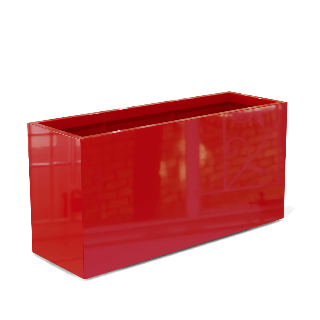 Tolga Rectangular Fiberglass Planter in Gloss Red