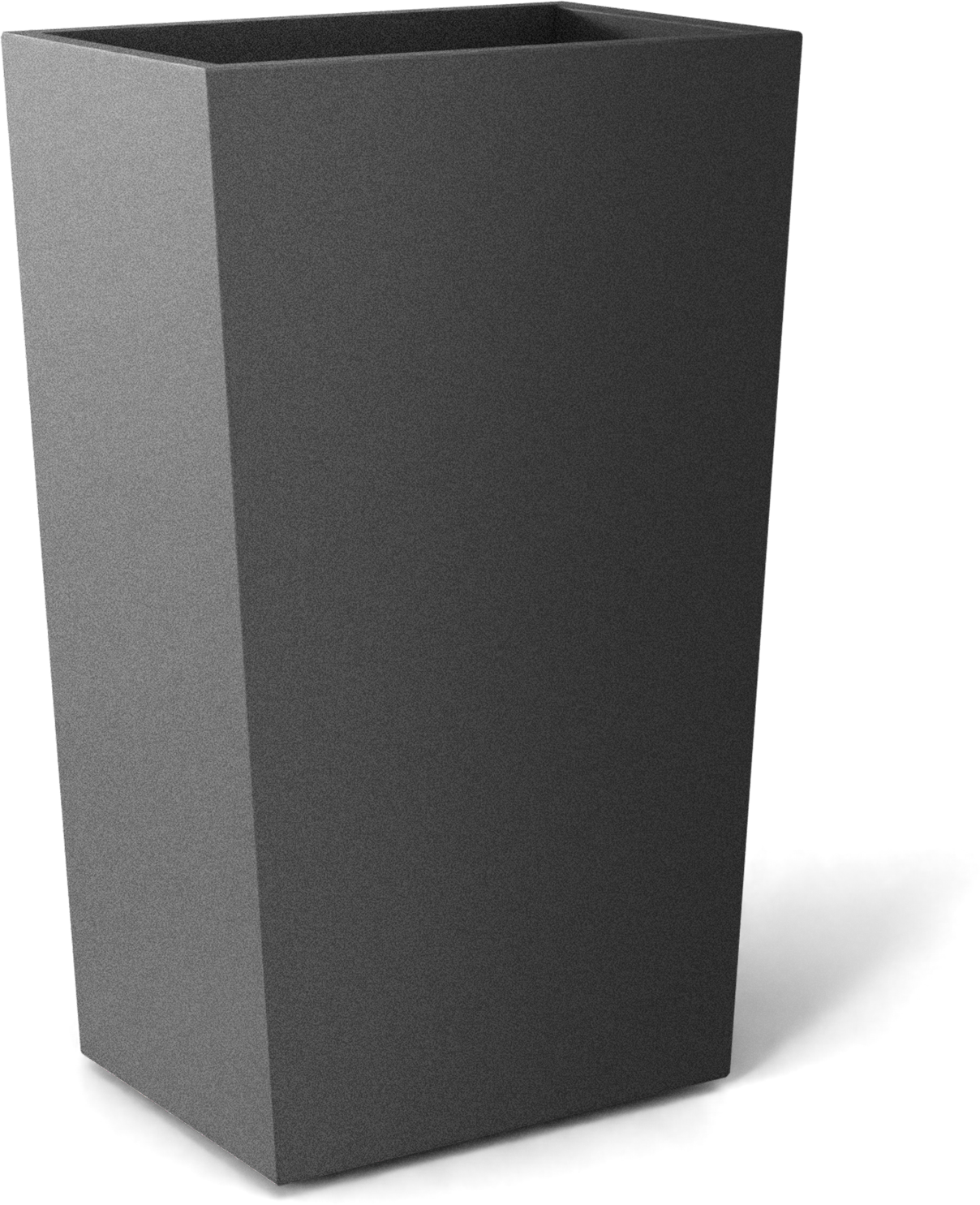 Amsterdam Tapered Rectangular Fiberglass Planter in Matte Gunmetal