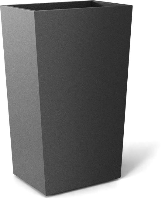Amsterdam Tapered Rectangular Fiberglass Planter in Matte Gunmetal