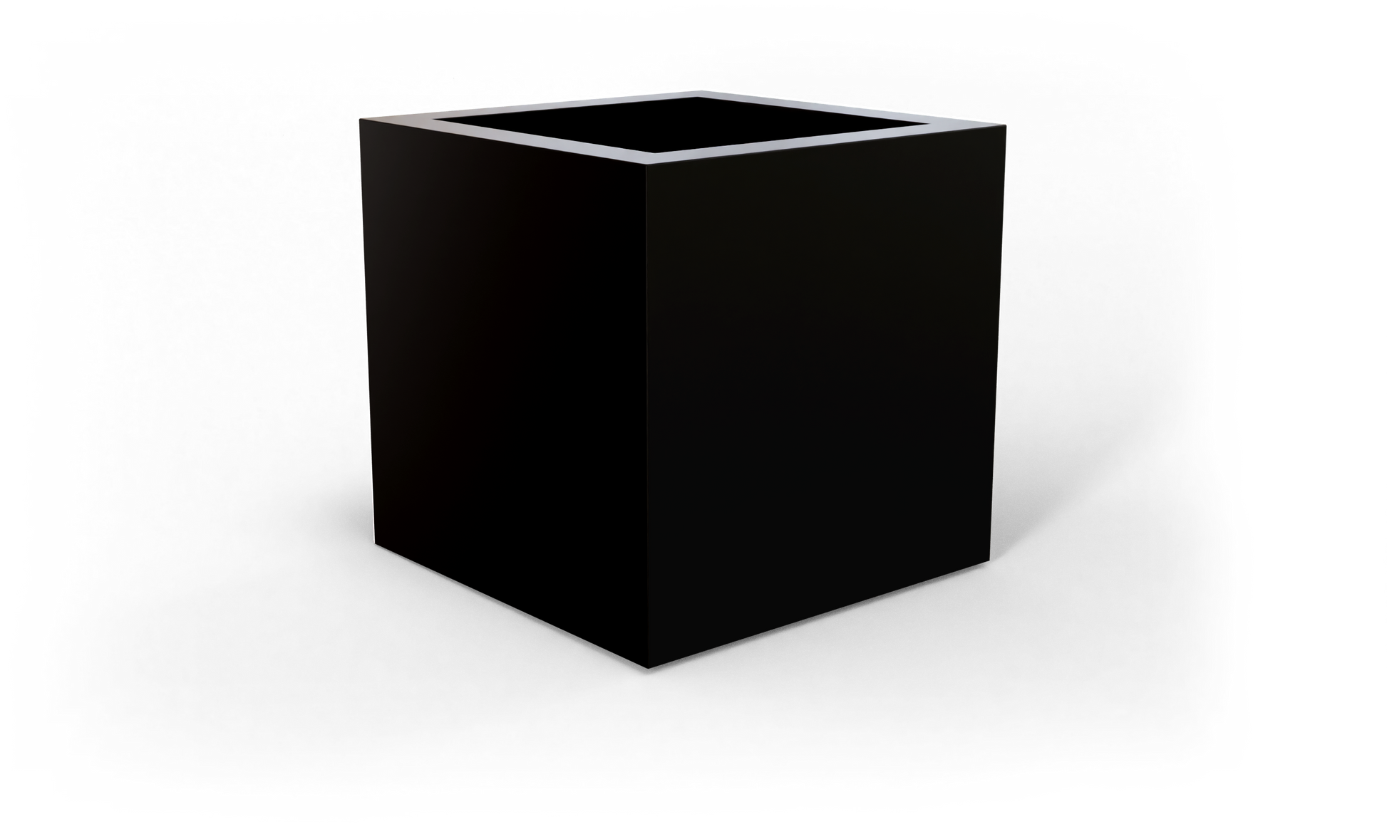 Montroy Cube Fiberglass Planter in Matte Black