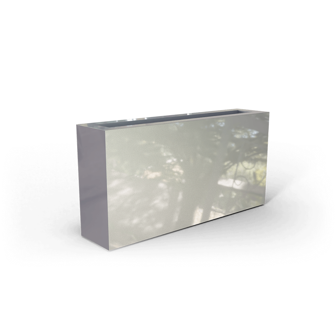 Camoux Rectangular Fiberglass Planter in Metallic Silver