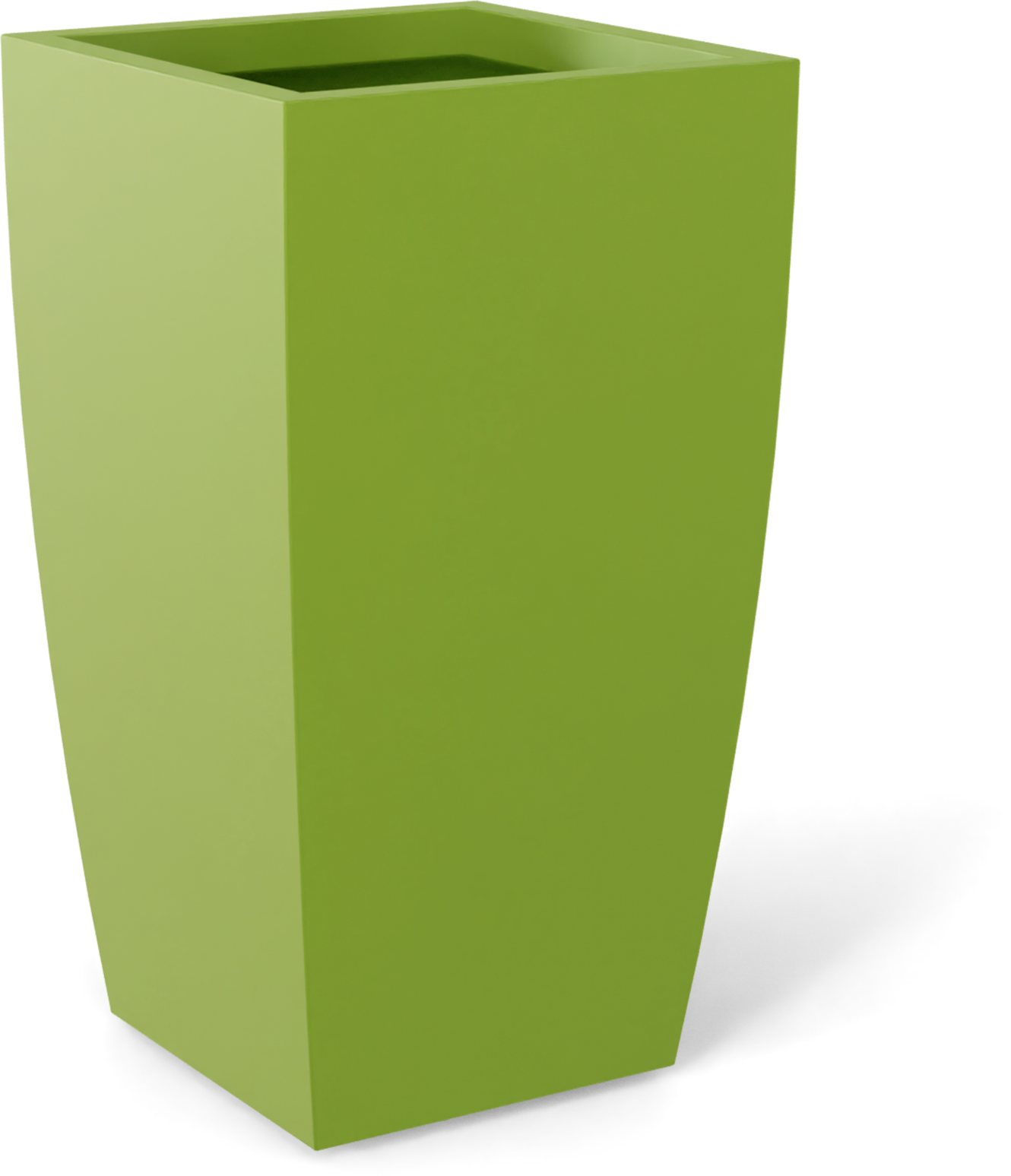 Toulan Tall Tapered Square Fiberglass Planter in Satin Green