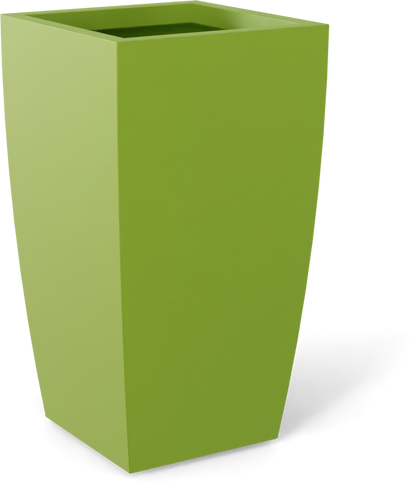 Toulan Tall Tapered Square Fiberglass Planter in Satin Green