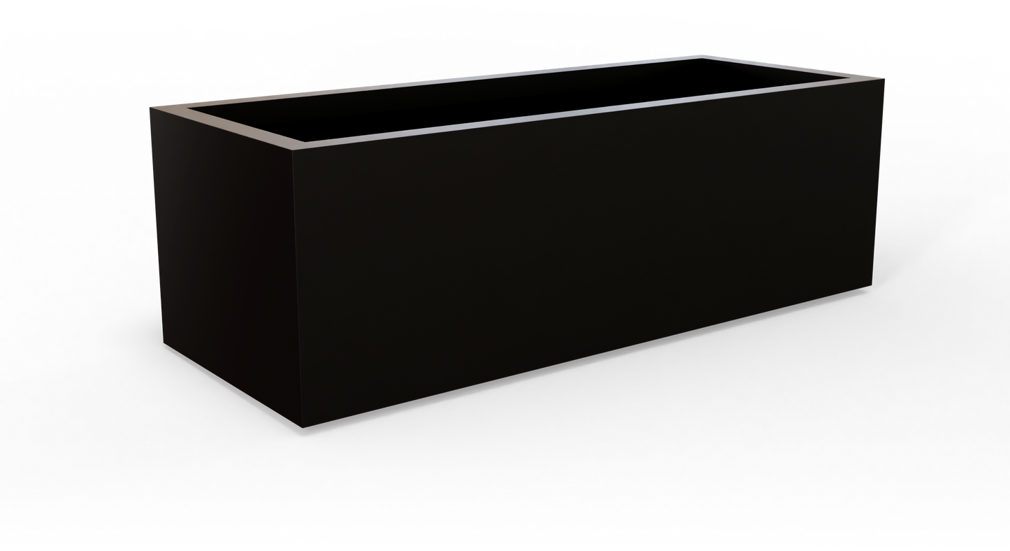 Cuba Rectangular Fiberglass Planter in Matte Black