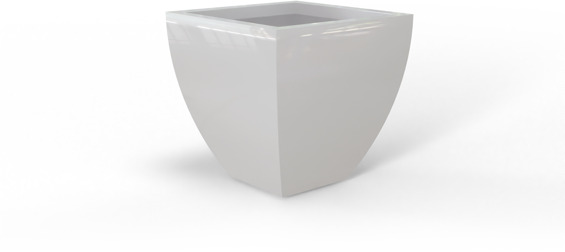 Lima Tapered Square Fiberglass Planter in Gloss Bright White
