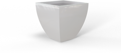 Lima Tapered Square Fiberglass Planter in Gloss Bright White