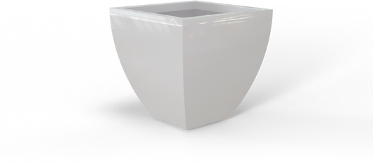 Lima Tapered Square Fiberglass Planter in Gloss Bright White