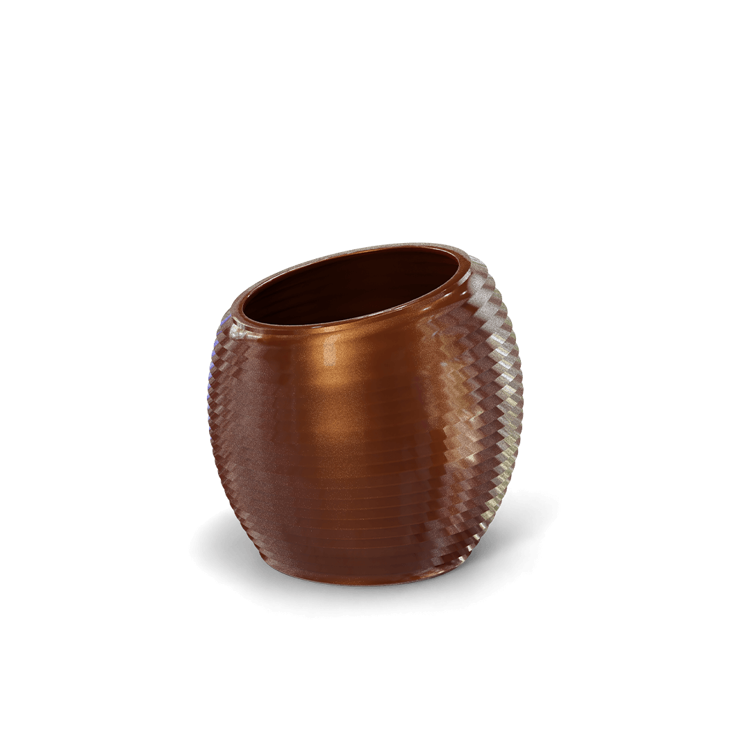 Spiral Sculptural Fiberglass Planter in Metallic Bronze