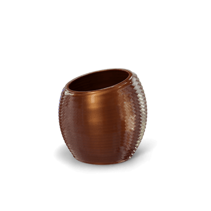 Spiral Sculptural Fiberglass Planter in Metallic Bronze