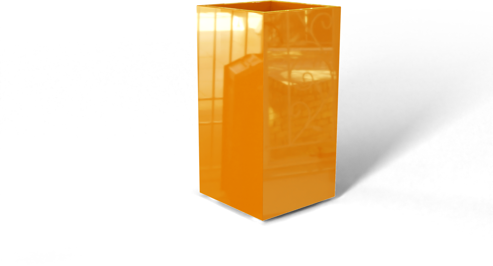 Potsdam Rectangular Fiberglass Planter in Gloss Tangerine