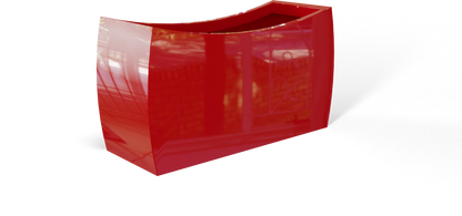 Seoul Curved Rectangular Fiberglass Planter in Gloss Red