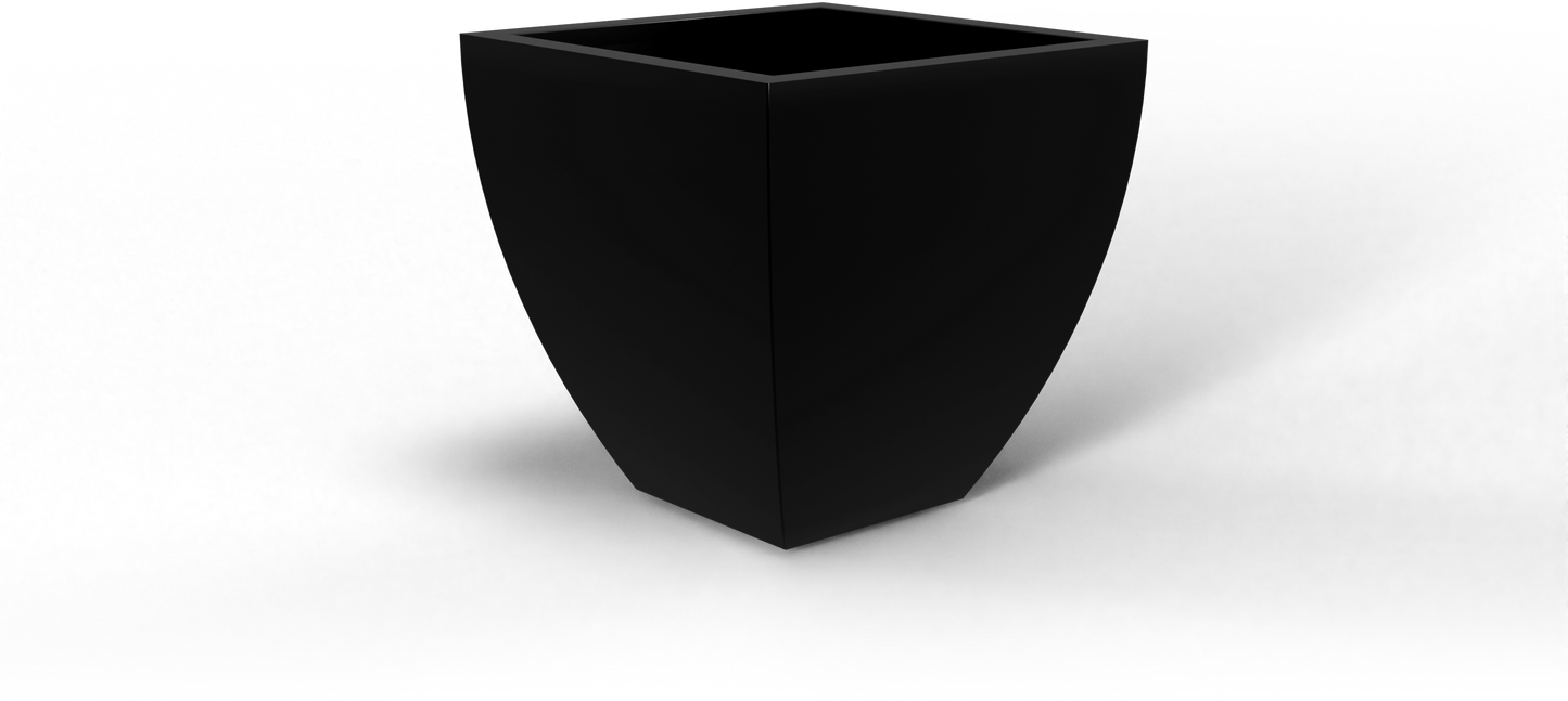 Lima Tapered Square Fiberglass Planter in Matte Black