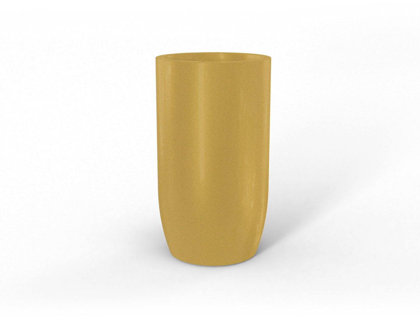 Lisbon Round Fiberglass Planter in Gloss Metallic Gold