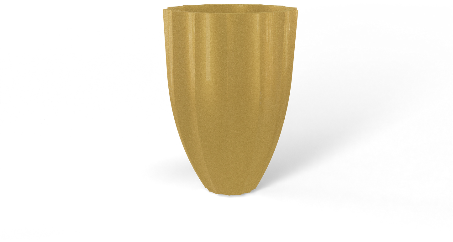 Alicante Round Fiberglass Planter in Gloss Metallic Gold