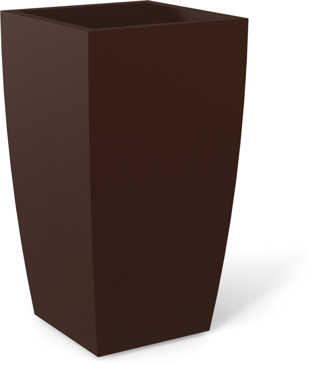 Toulan Tall Tapered Square Fiberglass Planter in Matte Dark Brown