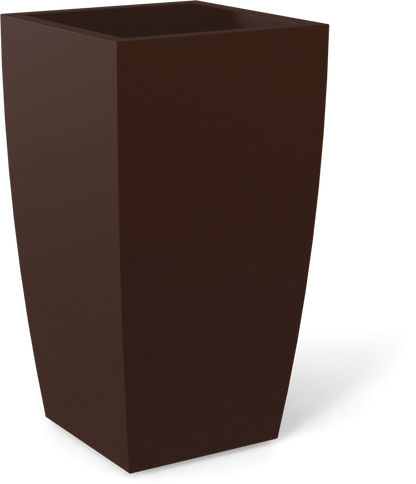 Toulan Tall Tapered Square Fiberglass Planter in Matte Dark Brown