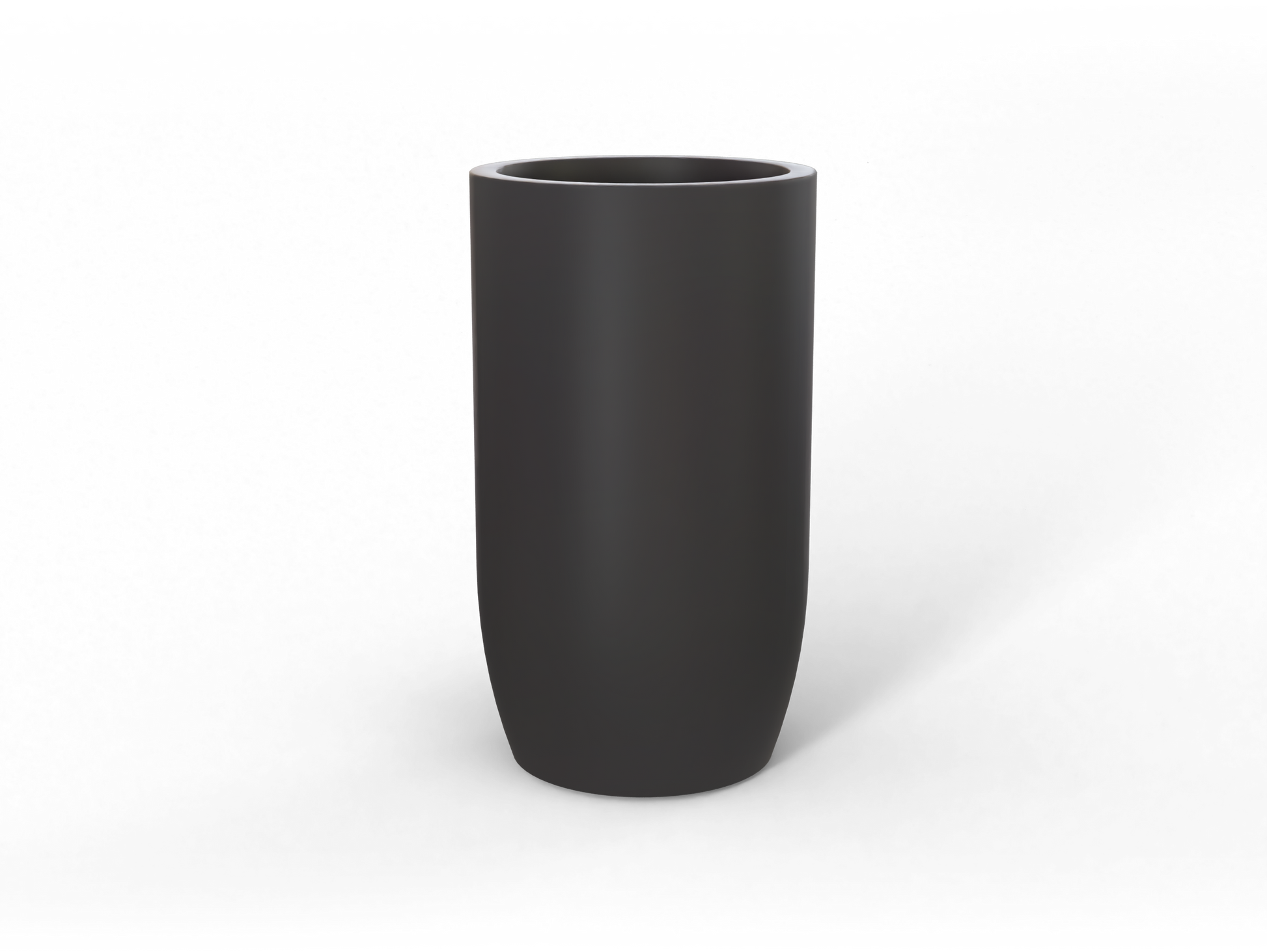 Lisbon Round Fiberglass Planter in Matte Charcoal